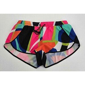 Fabletic Womens Multicolor Abstract Running Shorts Back Pocket Size Small